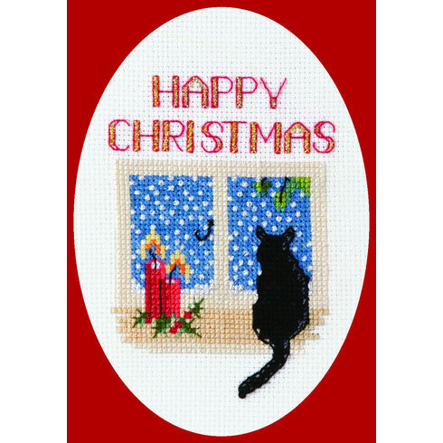 Christmas Cat Cross Stitch Card Kit