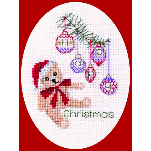 Christmas Teddy Bear Cross Stitch Card Kit