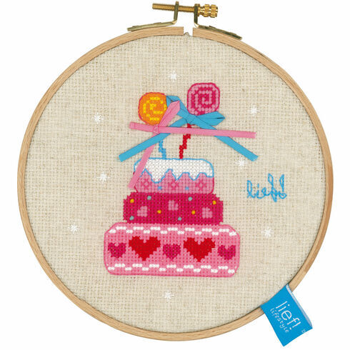 Birthday Cake II Cross Stitch Hoop Kit