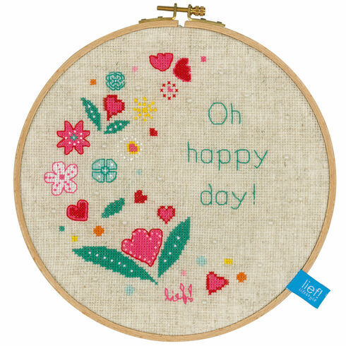 Oh Happy Day Cross Stitch Hoop Kit