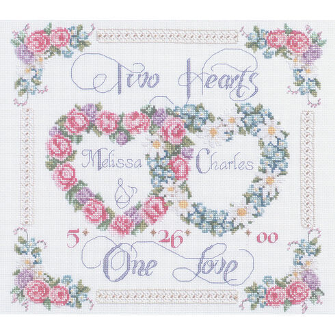 Two Hearts, One Love Cross Stitch Kit