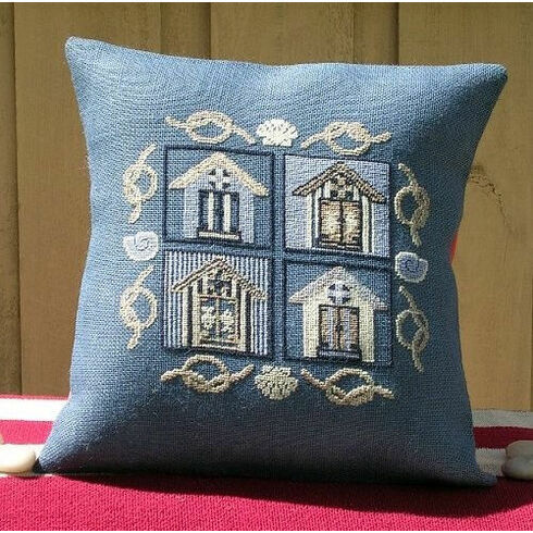 Beach House Premium Stamped Cross Stitch Cushion Kit
