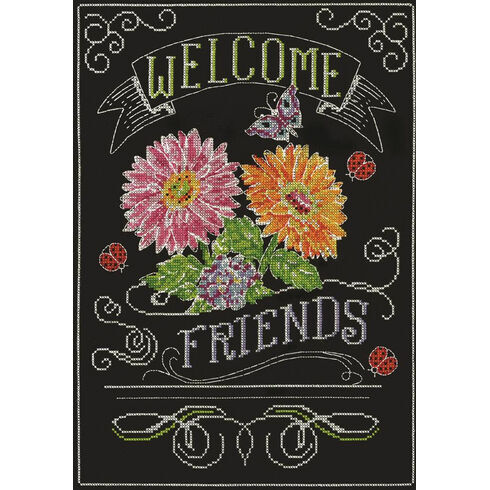 Welcome Friends Chalkboard Cross Stitch Kit