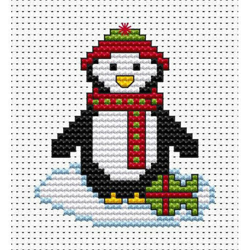 Christmas Penguin Cross Stitch Card Kit
