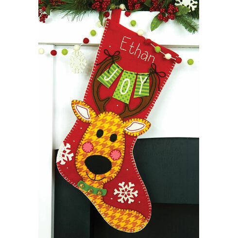 Reindeer Joy Felt Applique Stocking Kit