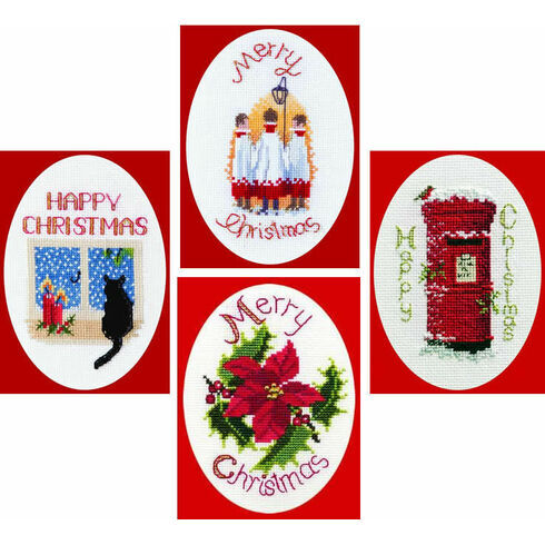 Top Sellers Collection Set Of 4 Christmas Card Cross Stitch Kits