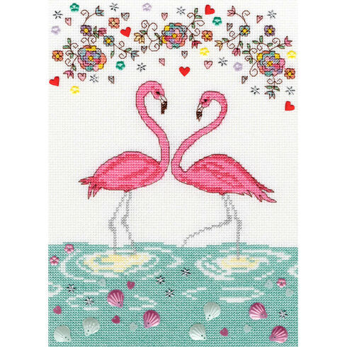 Love Flamingo Cross Stitch Kit