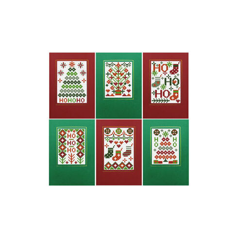 Xmas Ho Ho Ho Cross Stitch Card Kits - Set of 6