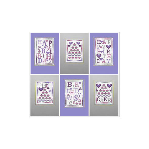 Happy Birthday Cake Cross Stitch Card Kits (Set of 6)