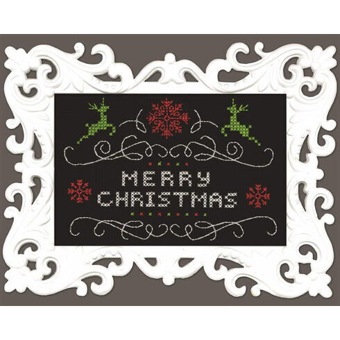 Merry Christmas Chalkboard Cross Stitch Kit With Frame