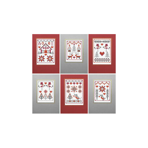 Christmas Red Cross Stitch Card Kits (Set of 6)