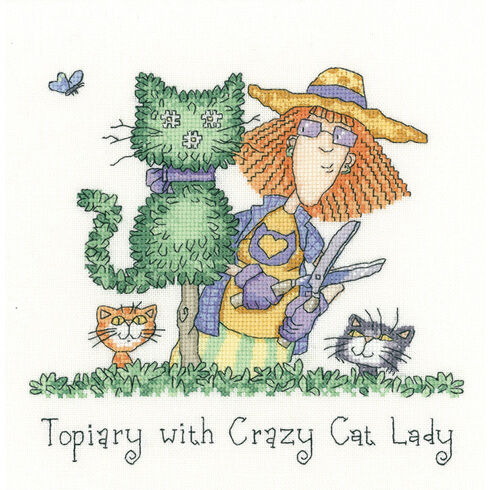 Topiary With Crazy Cat Lady Cross Stitch Kit
