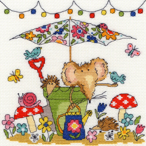 Garden Mouse Cross Stitch Kit