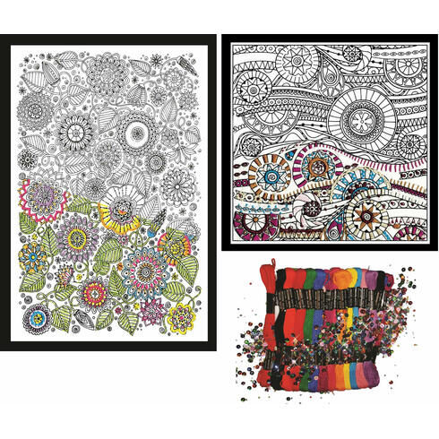 Design Works Zenbroidery Set 2 (2 fabric packs and a cord trim pack)