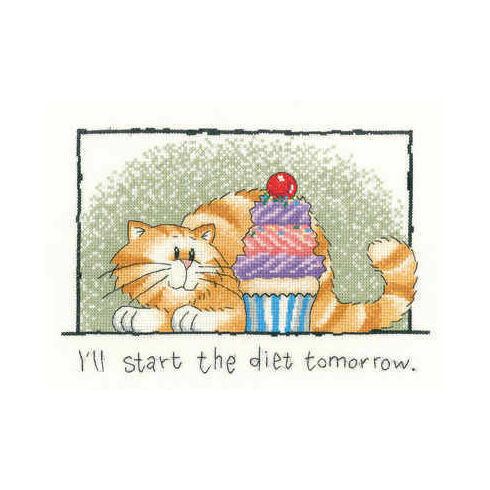 Diet Tomorrow Cat Cross Stitch Kit