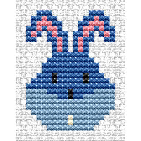 Easy Peasy Bunny Head Blue Cross Stitch Kit