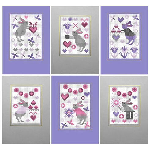 Bunny Rabbit Cross Stitch Card Kits (set of 6)