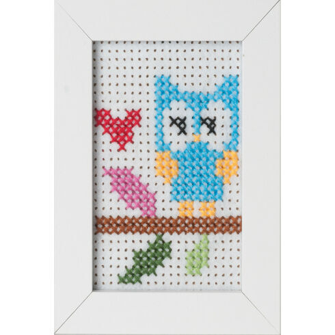 Owl Felt Cross Stitch Kit With Frame