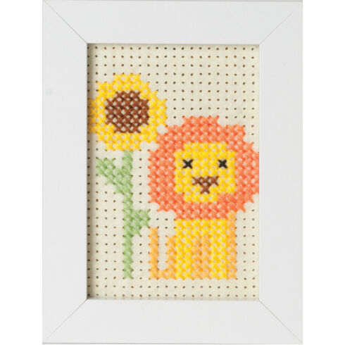 Lion Felt Cross Stitch Kit With Frame