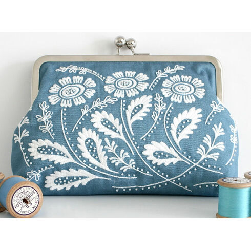 Daisy Blue Embroidered Clutch Bag Kit