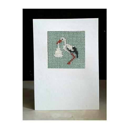 Ophelia The Stork (Blue) Mini Beadwork Embroidery Card Kit