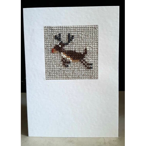 Rudolf The Reindeer Mini Beadwork Embroidery Christmas Card Kit