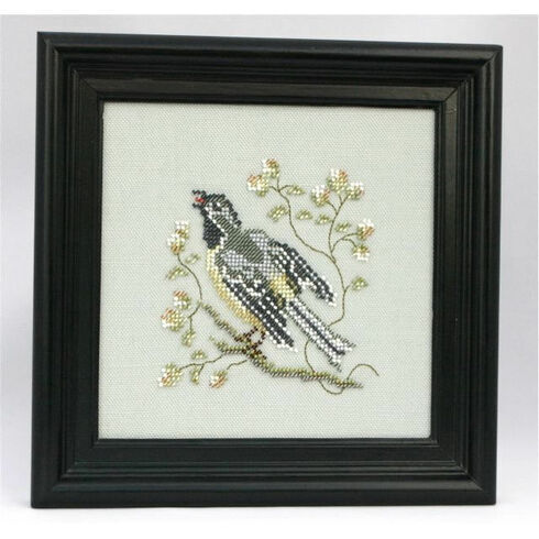 Grey Water Wagtail Beadwork Embroidery Linen Kit