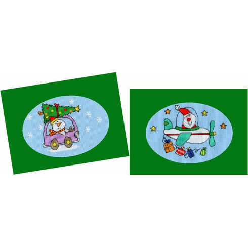 Dashing Through The Snow & Flying Home For Christmas - Set of 2 Cross Stitch Card Kits