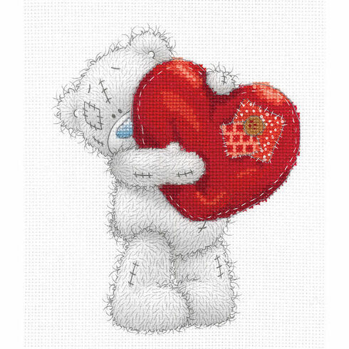 Tatty Ted Heart Printed Cross Stitch Kit