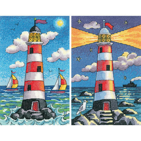 Set Of Two Lighthouse Cross Stitch Kits