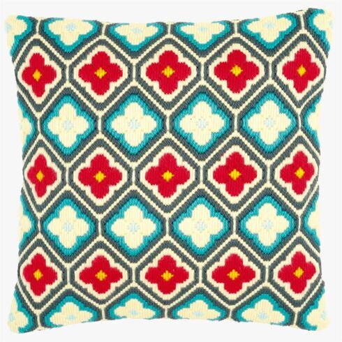 Rhombuses & Flower Motif Long Stitch Cushion Panel Kit