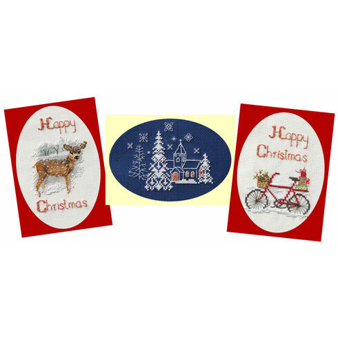 Christmas Trio Card Collection - Set Of 3 Cross Stitch Christmas Card Kits