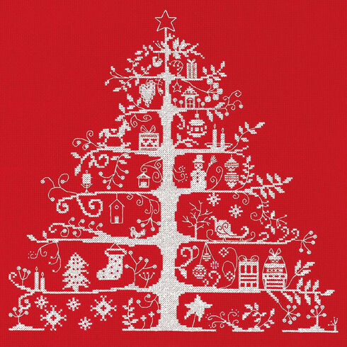 Christmas Tree Red Cross Stitch Kit