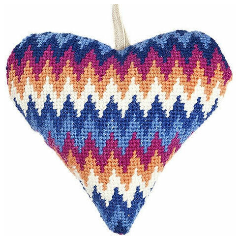 Blue Bargello Lavender Heart Tapestry Kit