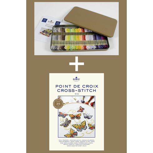 Prestige Metallic Gift Box With 35 New DMC Colours Plus Cross Stitch Chart Book