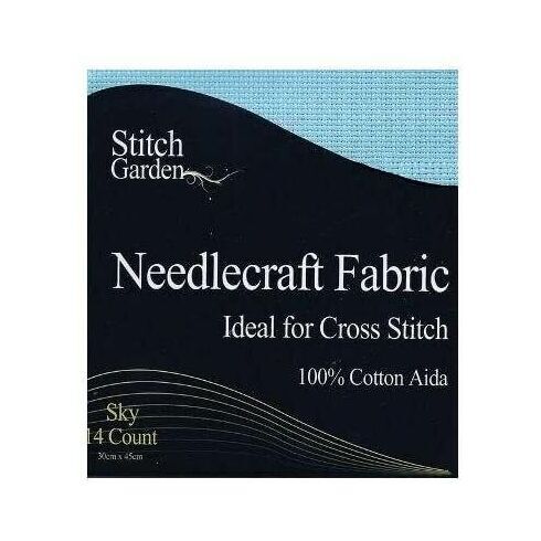 Stitch Garden Pale Blue 14 Count Aida Fabric Pack (45 x 30cm)