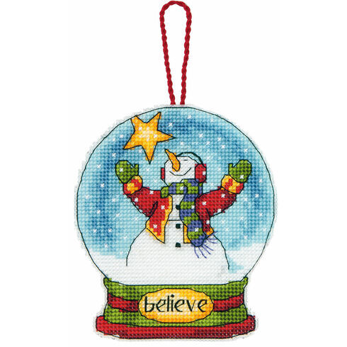 Believe Snow Globe Cross Stitch Ornament Kit