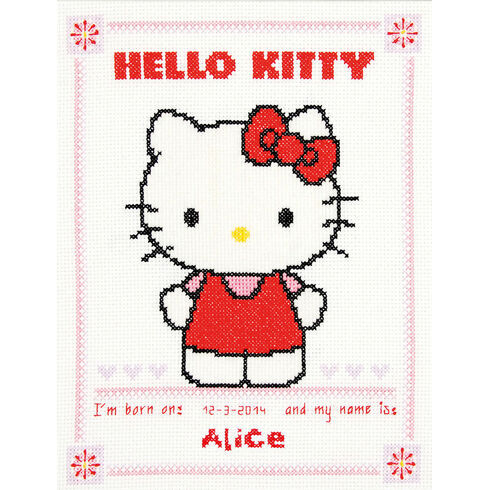Hello Kitty Birth Record Cross Stitch Kit