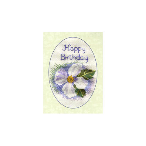 White Clematis Cross Stitch Greetings Card Kit