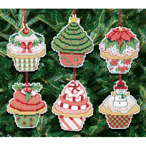 Christmas Cupcake Ornaments Cross Stitch Kit (Set of 6)