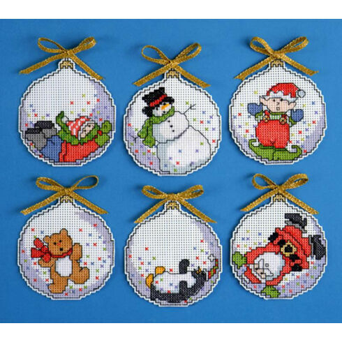 Bubbles Counted Cross Stitch Ornaments Christmas Kit (Set of 6)