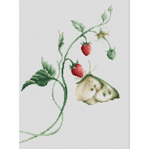 Aroma Of Summer Butterfly & Strawberries Cross Stitch Kit