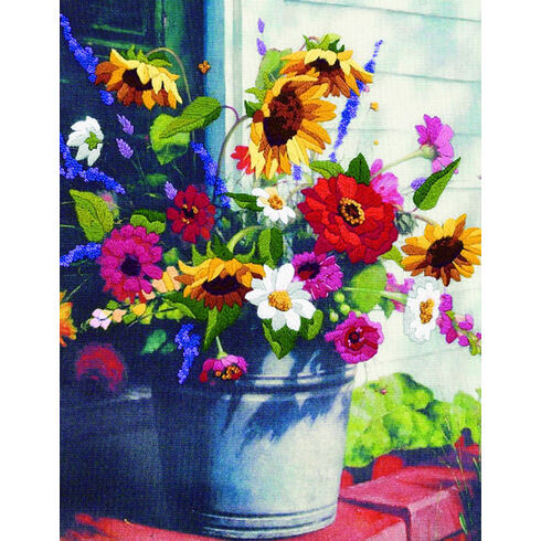 Bucket of Flowers Crewel Kit