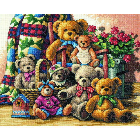 Teddy Bear Gathering Cross Stitch Kit