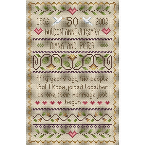Golden Wedding Anniversary Cross Stitch Kit