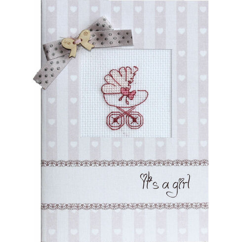 It's A Girl Cross Stitch Card Kit