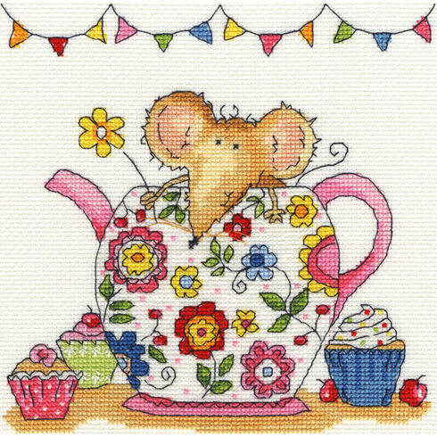 Teapot Mouse Cross Stitch Kit