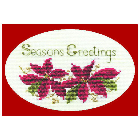 Poinsettias Cross Stitch Christmas Card Kit