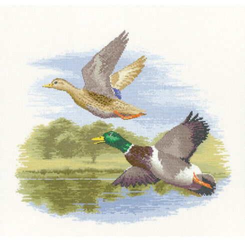 Mallard Ducks in Flight Cross Stitch Kit