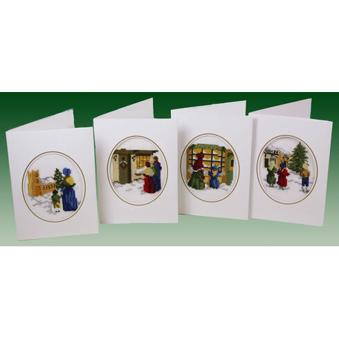 Victorian Cross Stitch Christmas Card Kits (Set of 4)